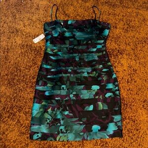 Dress Barn Teal and Black Striped Mini Dress